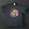 Delta Pro Gewicht T-Shirt Herren Groß Schwarz Totenkopf Rosen Grafik Kurzarm T-Shirt