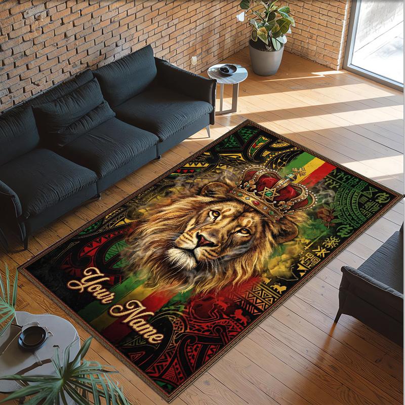 Leopard Theme Crystal Velvet Floor Rug Personalized Custom Name Text Warm Carpet Home Decoration