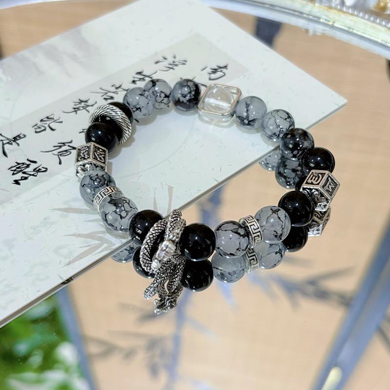 1/2/4 Pièces Bracelet Perlé Style Chinois Dragon Pixiu Pour Femmes Hommes Bijoux Accessoires Tempérament Vintage Cadeaux pour Couple