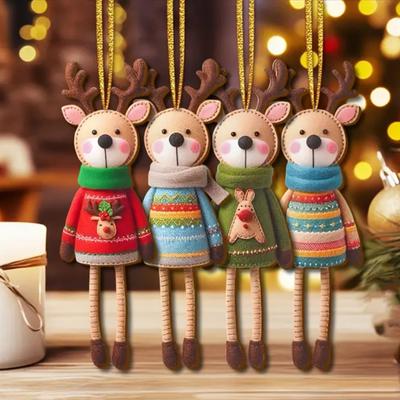 Yousheng Weihnachtsrentier Hängeornamente 2D Holz Rentier Dekorationen Bunte Rentier Ornamente für Weihnachtsbaum Kinderzimmer Zuhause Wand Kamin
