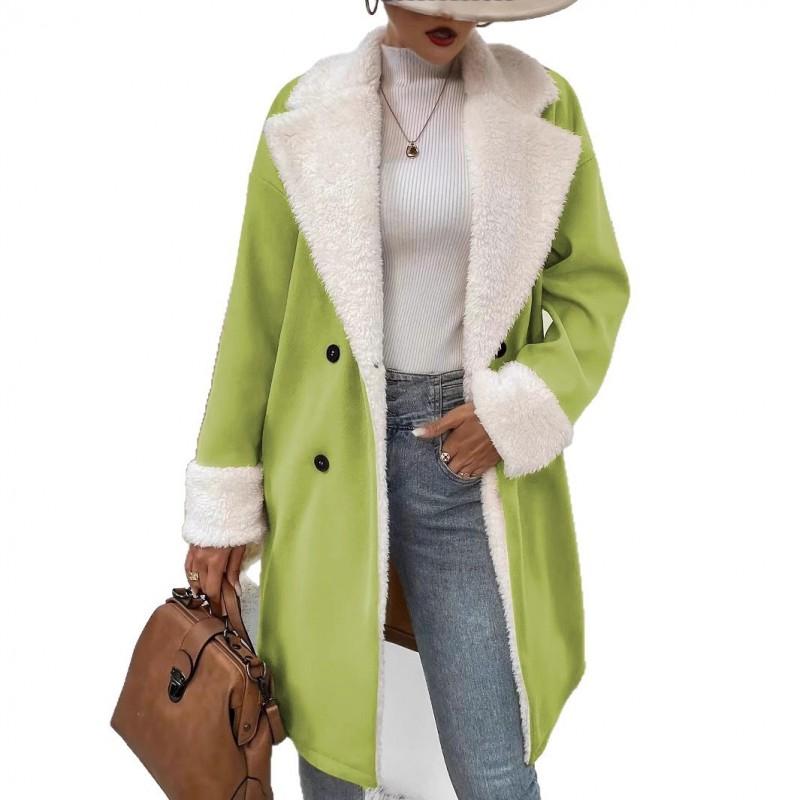 Womens Winter Wool Blend Coat Longline Double-Breasted Casual Chic Office Wear