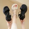 Thick-soled heightening sandals women's outer wear summer new 2025 versatile flat-soled fairy style with skirt one-word sandals