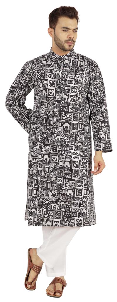 Atasi Designer Kurta For Men  s Printed Chinese Collar Summer Ethnic Party