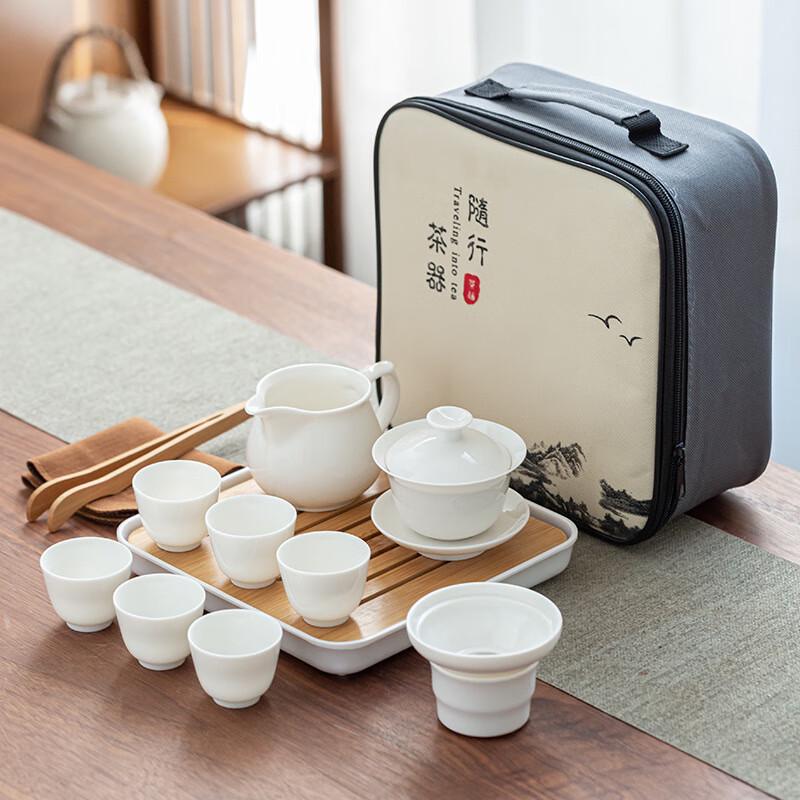 A1 White Porcelain Kung Fu Travel Tea Set