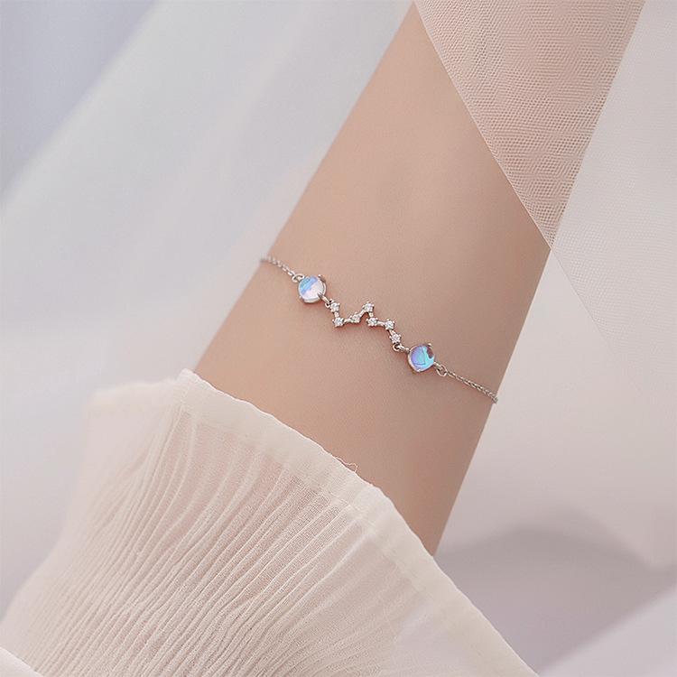 Modna koreańska bransoletka ze srebra próby 925, bransoletka ogniwkowa, bransoletka i bangle z okrągłą kryształową zawieszką dla kobiet, biżuteria ślubna