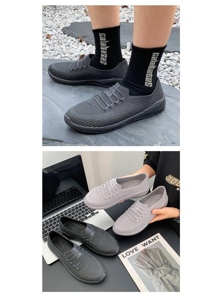 Herren Sommer Rutschfeste Outdoor Regenstiefel Mode Flache Sohle Pendeln Wasserschuhe