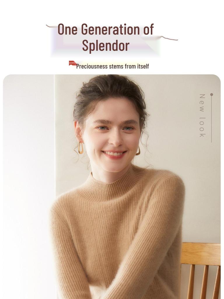 Damen Schlank Geschnittener Rippstrick Kaschmirpullover - Halber Rollkragen, Einfarbige, Perfekt für Herbst & Winter.