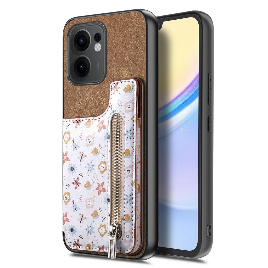 Für Oppo Reno13 F 5G Leder Handyhülle mit RFID-Blockierung Reißverschluss Kartenfach Ständer