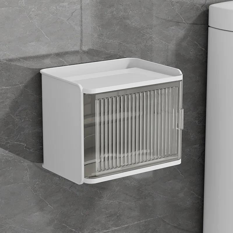 Toilet Tissue Box Wall Mounted Waterproof Nordic Perforated Paper Drawer Roll Holder Toilet Paper Holder Paper Towel Holder