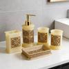 Contemporary Glass Soap Dispenser And Toothbrush Container With Elegant Finish For Bathroom Decor