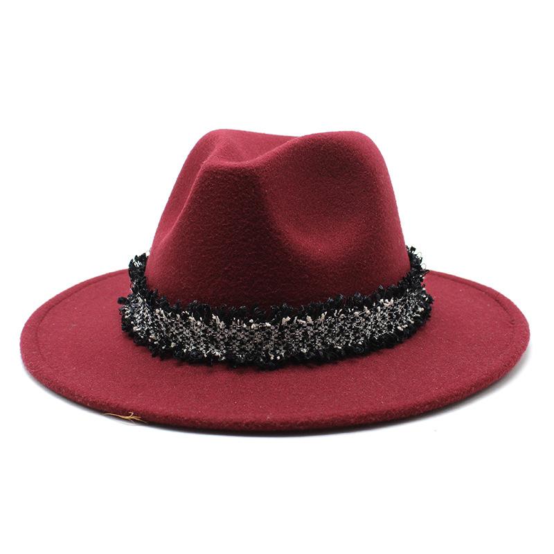 2021 Autumn Men'S And Women'S Woolen Hats, Solid Color Jazz Top Hats, Crystal Diamond Gift Hats