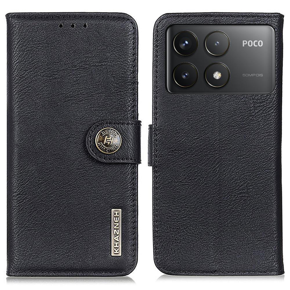 

KHAZNEH For Xiaomi Poco F6 Pro 5G/Redmi K70 5G/K70 Pro 5G Case Wallet Cowhide Texture Leather Phone Cover Black