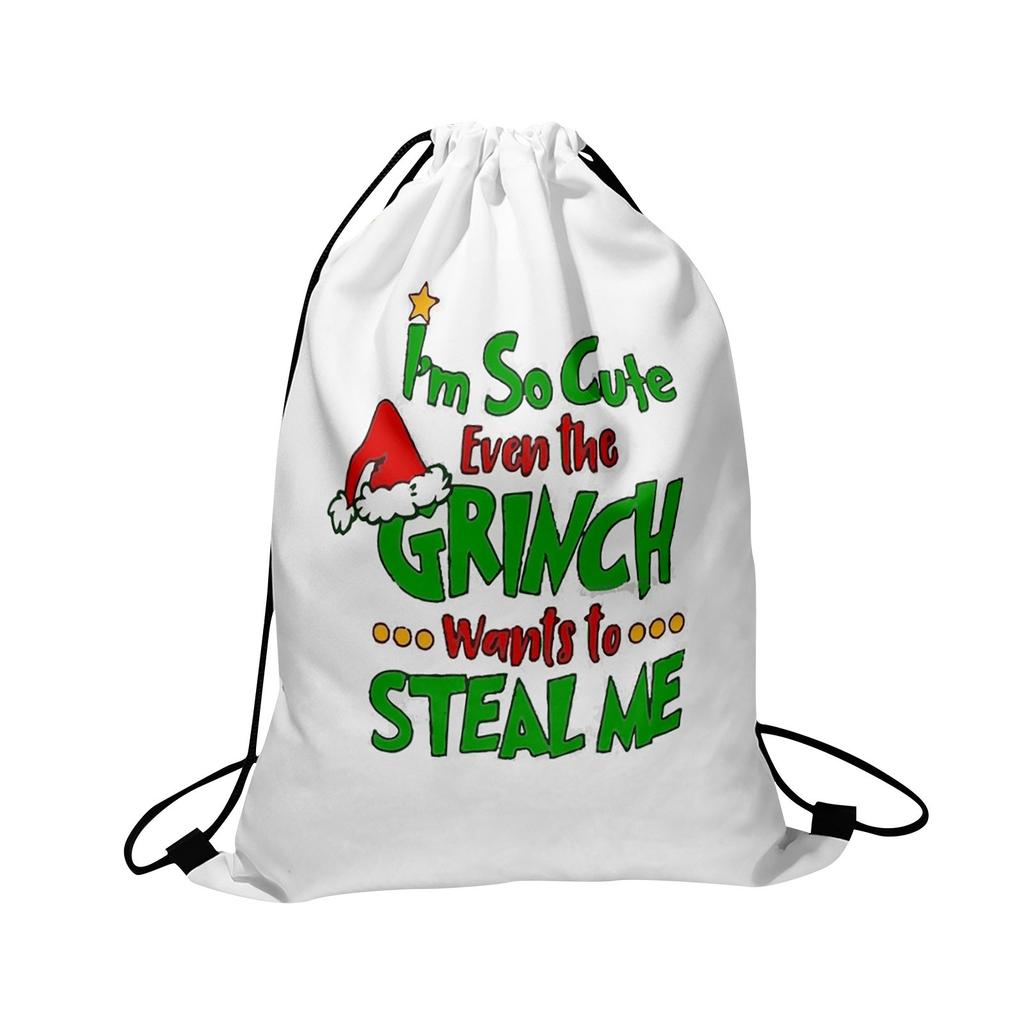 Christmas Double Sided Print New Year Gift Bag Drawstring Pocket Christmas Backpack