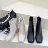 Winter Square Toe Elegant Banquet Women'S Shoes Fashionable Square Heel Comfortable Short Boots High Heel Warm Knight Boots