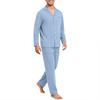 Men's Long Sleeve Button Down Pajama Set for Sleepwear Comfort