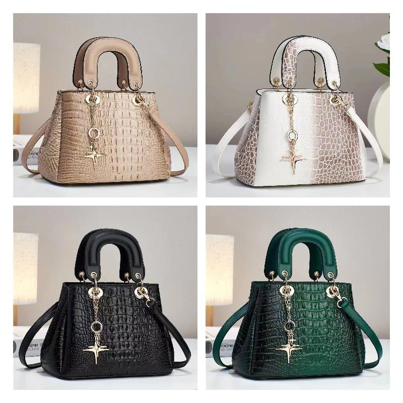 Crocodile Pattern Fashion Women's Handbag Large Capacity Soft Leather Atmospheric Middle-aged Mom Bag
