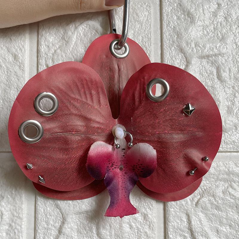 Simulation Flower Orchid Lily Keychain Gifts Creative Colorful Simulation Flower Keyring Backpack Decoration Flower Bag Pendant красный