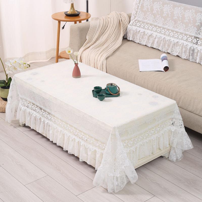 Mantel de Encaje Poliéster Premium Encaje Floral Vintage Superposición con Borde de Flecos, Mantel Rectangular Hecho a Máquina para Bodas Fiestas Rústicas al Aire Libre