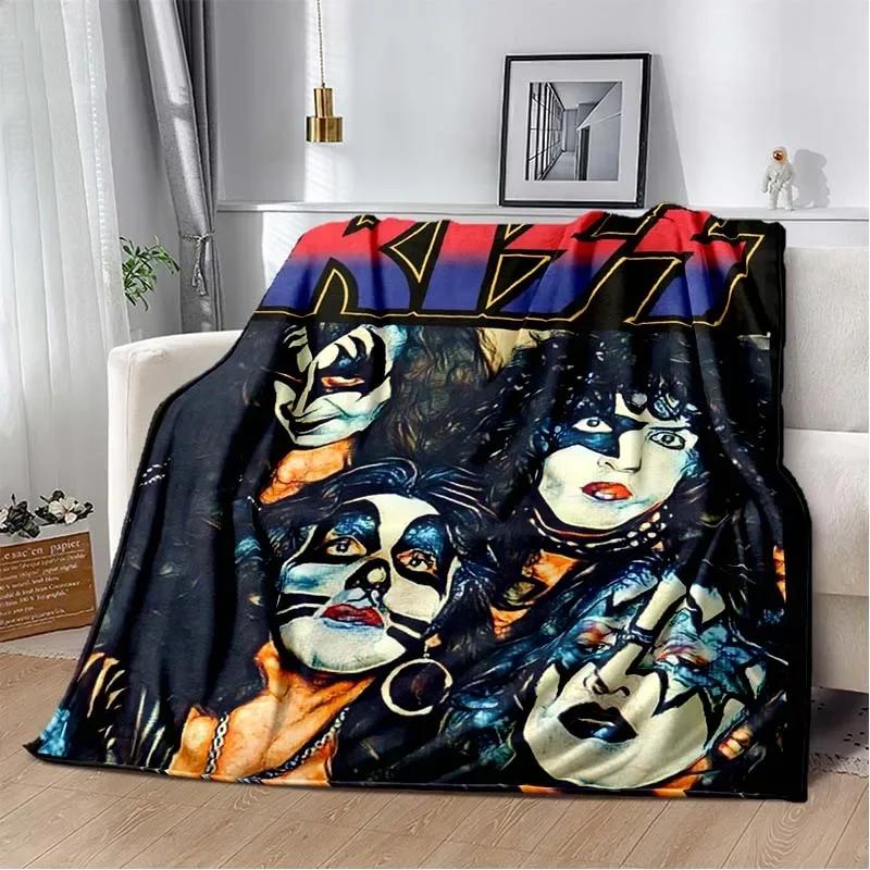 KISS Band Pattern Throw Blanket Light Weight Blanket for Living Room Bedroom Kidsroom Warm Blanket Christmas Gift