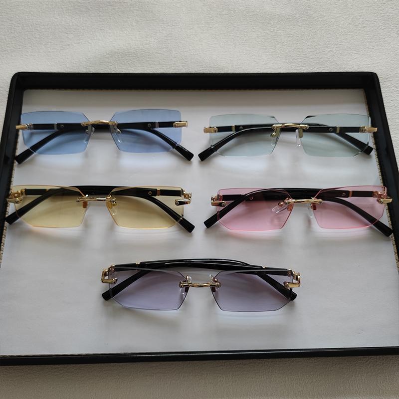 5pcs/Set Fashion Rectangle Rimless Women Sunglasses Populor Small Square Sun Glasses For Female Outdoor Shades Eyewear Accessory