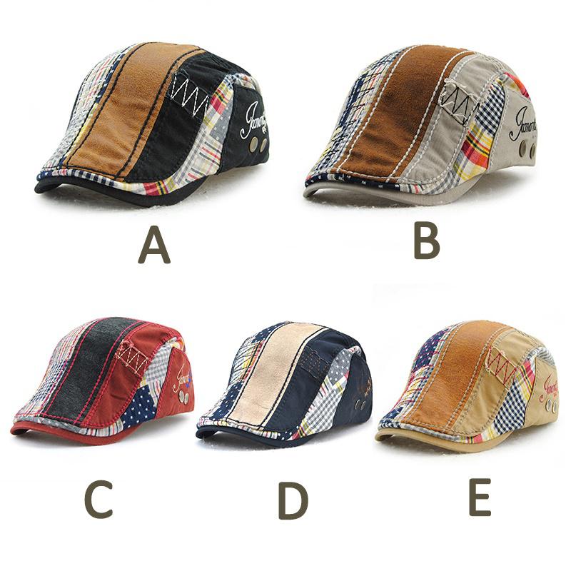 Fashion Unisex Men Newsboy Cabbie Gatsby Flat Cap Cotton Golf Beret Patchwork Hats