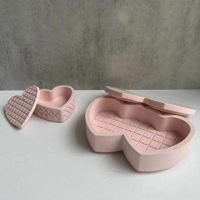 Heart-Shaped Storage Box Gypsum Mold Storage Box Silicone Mold for Pot Plaster Candle Box Resin Mould Gift Candle Jar Making