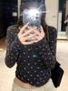 Korean Floral Henley Collar Slim Fit Long Sleeve Top for Women - Autumn/Winter