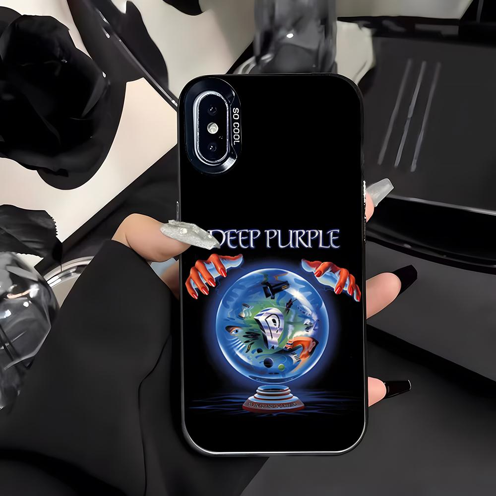 

D-Deep Purple Band Phone Case For IPhone 17 Air 16 E 15 14 Plus 13 12 11 Pro Max Colored Silver Cover iPhone 15