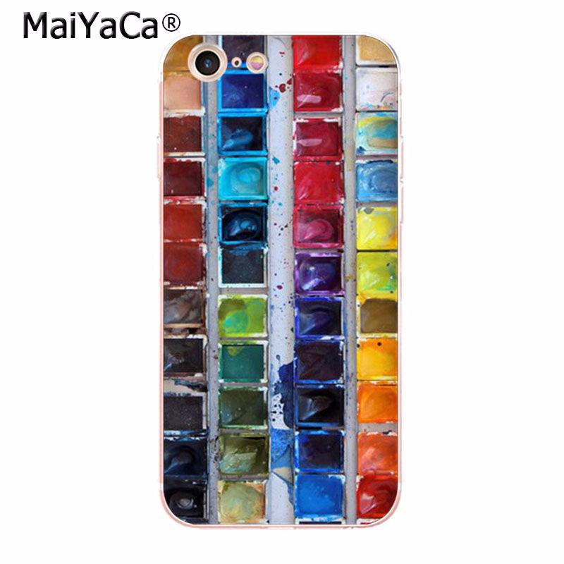 MaiYaCa Kleurrijke Waterverf Set Verfpalet telefoonhoesje voor iPhone 13 SE 2020 11 pro 8 7 66S Plus X 10 5S SE XR XS XS MAX
