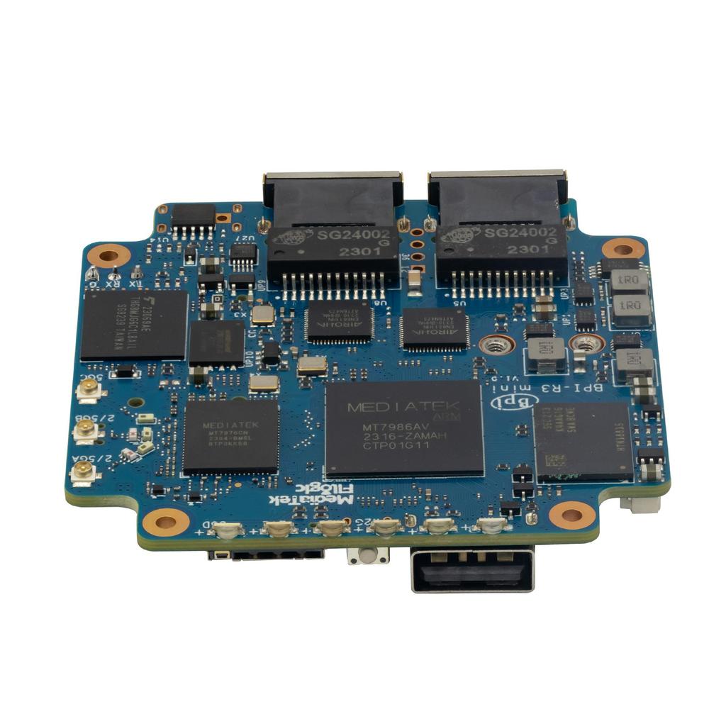 Banana Pi BPI-R3 Mini Router Board MediaTek MT7986 ARM A53 2G DDR4 8G eMMC Support WiFi 6 and 2 X 2.5GbE Port Open Source Router