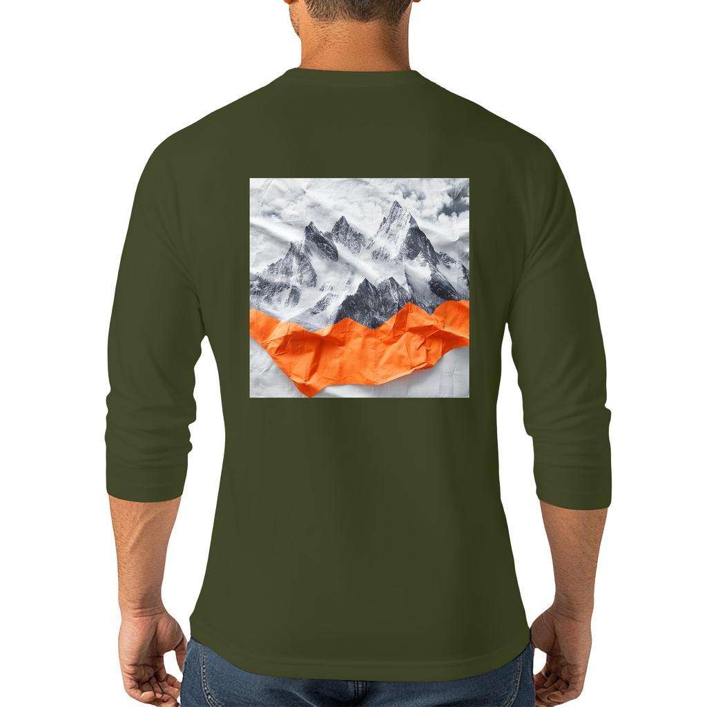 Мужская повседневная и модная футболка с принтом, с круглым вырезом и рукавом три четверти