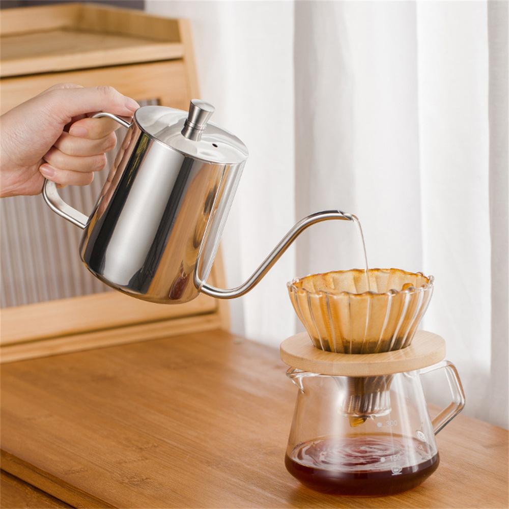 1pc Stainless steel coffee pot with narrow mouth; home pour-over coffee pot with narrow mouth and long spout; coffee mug