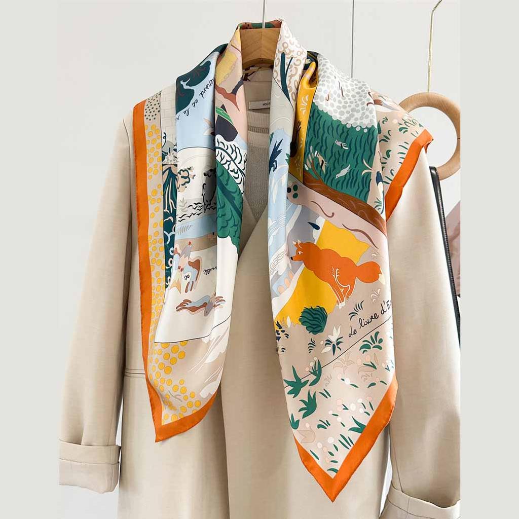 88*88cm Silk Scarf Women 100% Pure Mulberry Big Square Twill Scarf Lightweight Summer Shawl Elegant Neck Wrap Gift