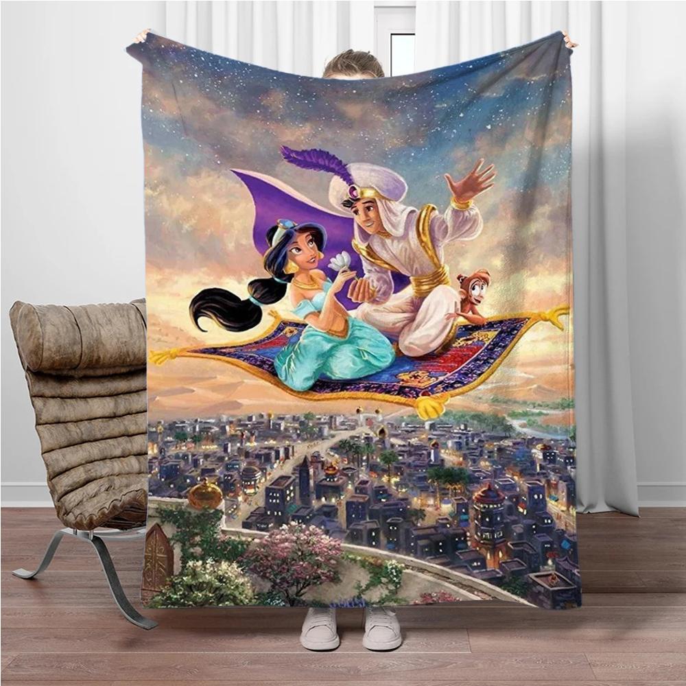 Aladdin Cartoon Princess Jasmine Children Warm Soft Blankets for Sofa Bed Cover Blanket Suitable for Birthday Souvenir Gifts