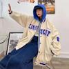 New Trendy Fashion Letter Printing Embroidered Baseball Uniform Female Couple retro Harajuku Loose American Street Jacket Women