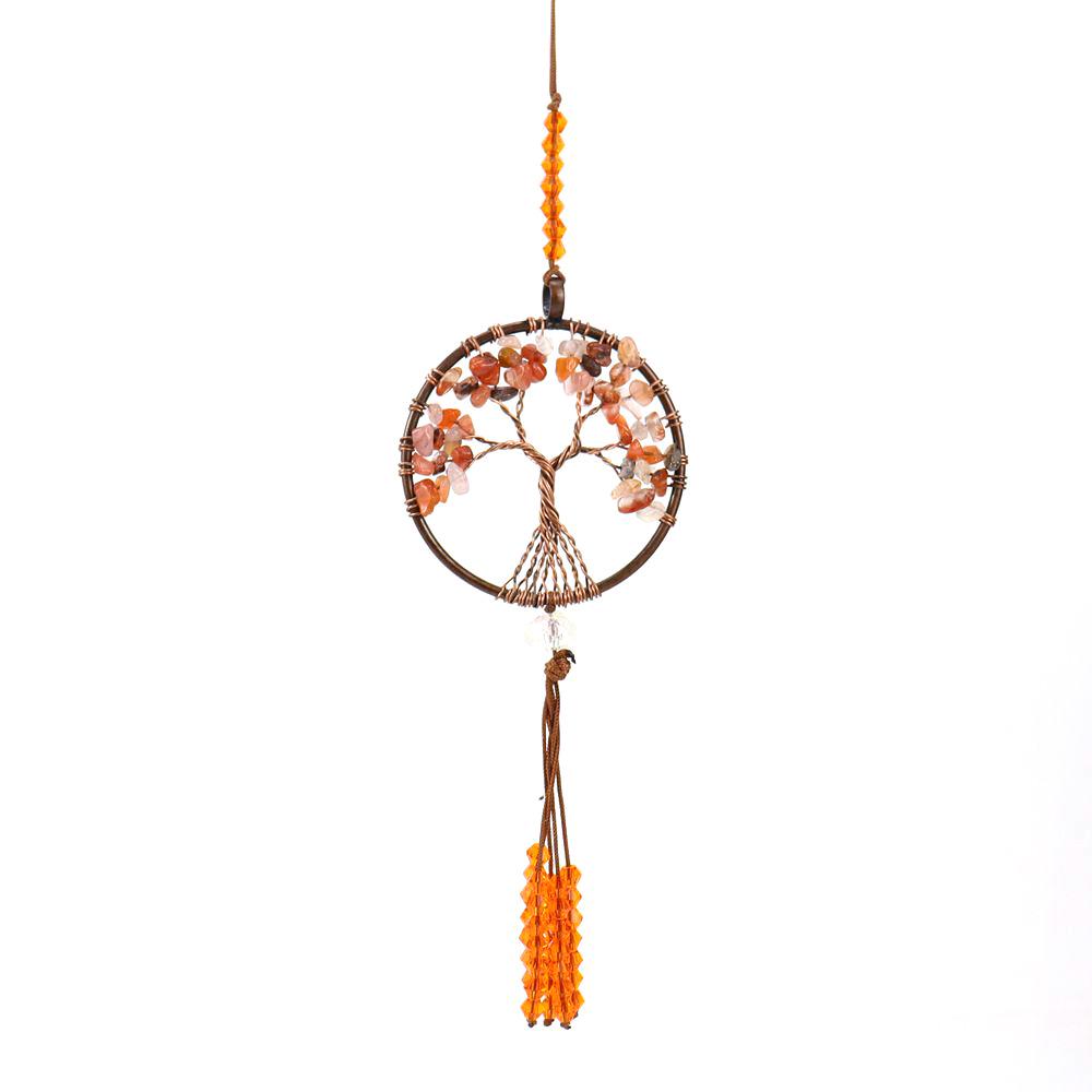 Handmade Natural Crystal Seven Chakra Tree of Life Car & Wall Hanging