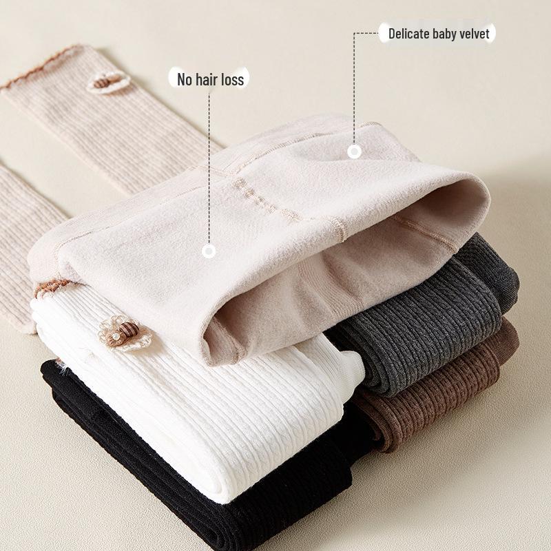 Mädchen Herbst/Winter Zopfmuster Leggings - Warm, angeraut, Baumwoll-Leinen-Mischung, fleecegefütterte Hose