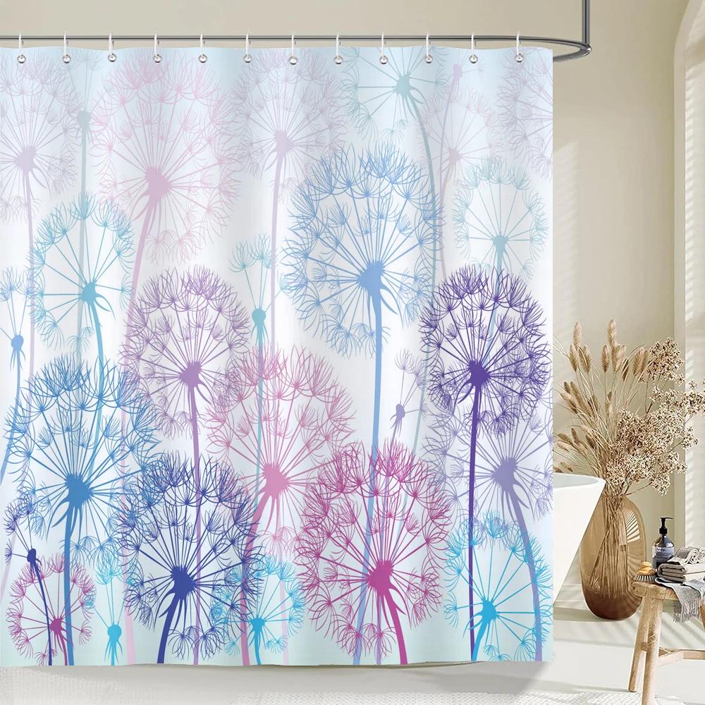 Dandelion Natural Flowers Shower Curtains Waterproof Bathroom Curtain Bath Curtain High Quality With Hooks Shower Curtain