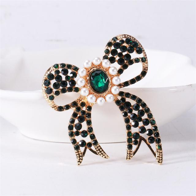 Voguish Fashionable Rhinestone Bow Brooches Female Sweet Adorable Anti Slip Buckle Versatile Accessories Available In Four ColorsFashion Jewelry