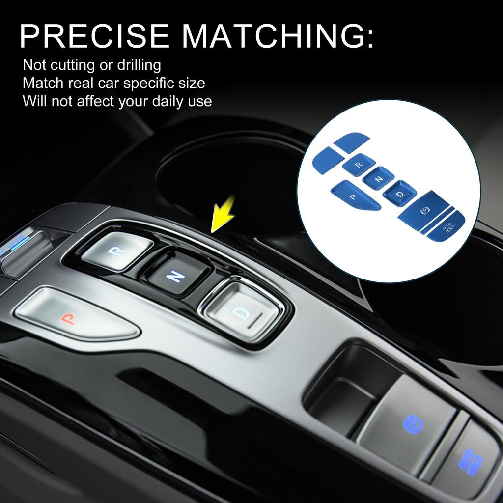 TUCKBOLD Gear Shift Panel Button Handbrake Parking Brake Sticker Console Interior Trim P AUTO HOLD Button Blue for Hyundai Tucson 2022 2023 Hybrid
