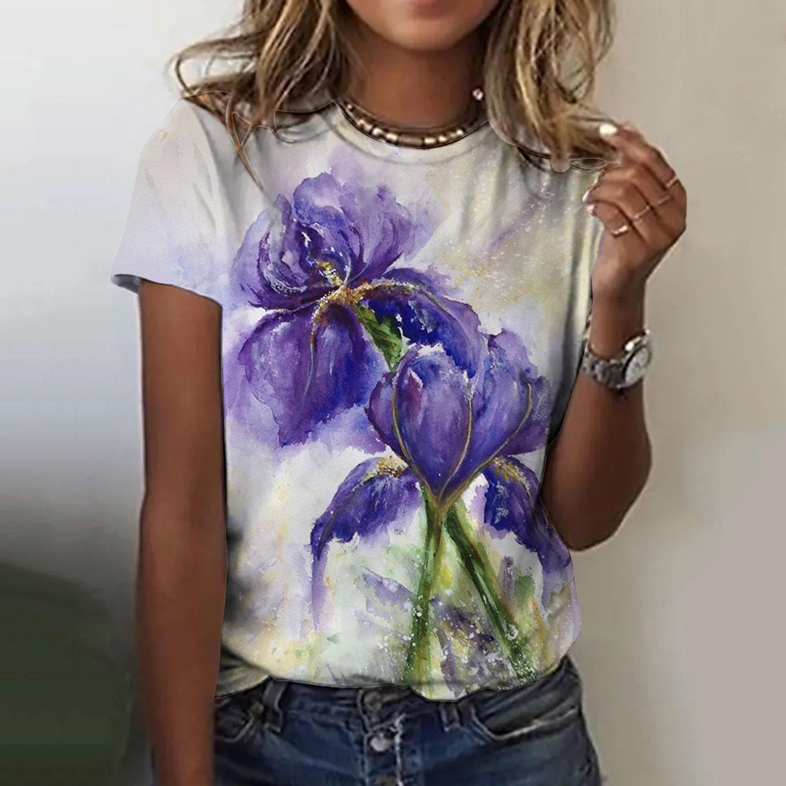 

Women s T-Shirts Fashion 3d Floral Printing T Shirt Casual Tees Summer Clothing Basic Female Tops Print Oversized Pullover 2888 6XL