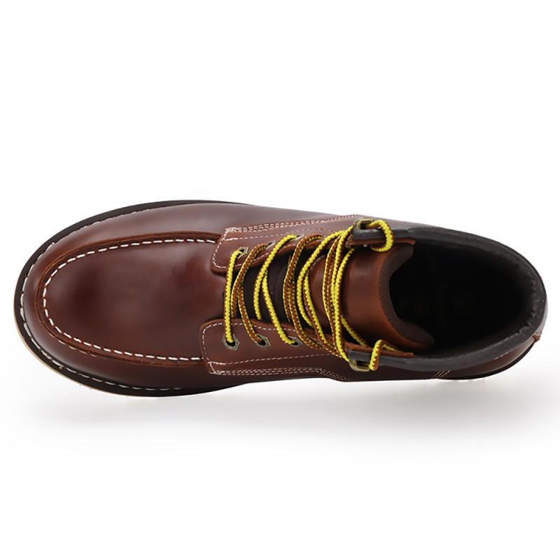 Steel Toe Safety Work Boots Men - Anti-Impact Anti-Puncture Full-Grain Leather High-Cut Breathable ESD Safe
