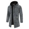 Giacca da uomo con cappuccio, di media lunghezza, sottile, oversize, in velluto, sottile, autunnale, cardigan lavorato a maglia
