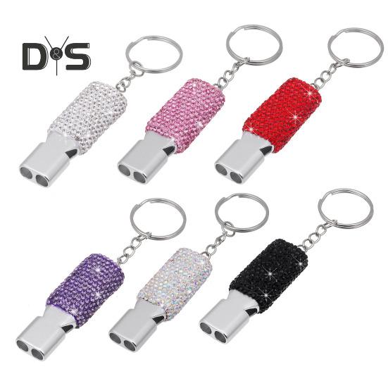 Sifflet Bling Métal Strass Sifflet avec Porte-clés Sifflet Brillant avec Son Fort et Clair pour Arbitres Entraîneurs Maîtres-nageurs Urgences