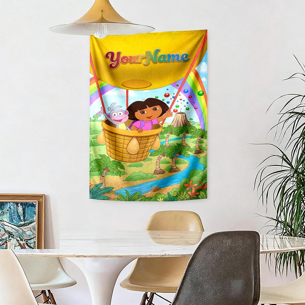 Dora Explorer Custom Your Name Wall Decor Tapestry Art For Pet Memorial Birthdaywedding Party Backdrop Family Gift