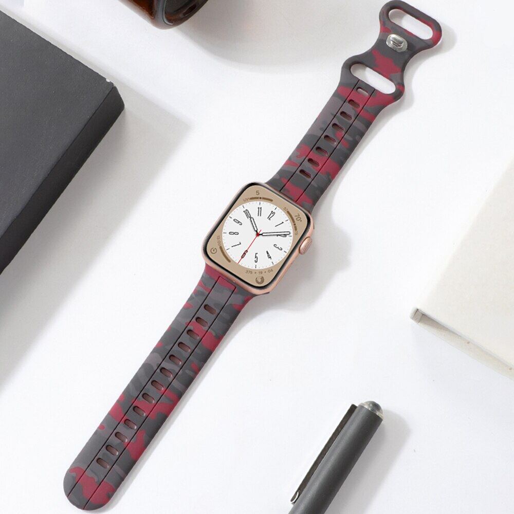 For Apple Watch Band Ultra 8 SE 7 6 5 Silicone Strap iWatch 49mm 40mm 45mm 41mm 42mm Camouflage Pattern Wristband Belt Bracelet