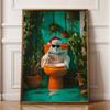 Vintage Black Cat Bathroom Wall Art, Toilet Fun Wall Art, Funny animal Bathroom Art, Quirky Bathroom Wall Decor, Bathroom Print