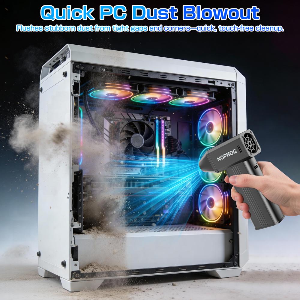 Type-C Charging Portable Car Snow Blowing and Cleaning Tool, 4-speed 130000RPM Electric Air Dust Collector, Turbine Fan Locomotive Accessories