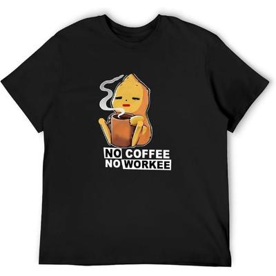 WUWEICHEN No Co&Ffee No Work&Ee Pi&Ka&Chu Unisex Tshir Top Casual Custom Short Sleeve Cotton T-Shirt Black