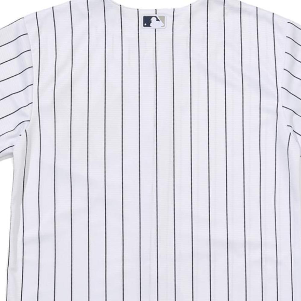 Nike New York Yankees Classic Logo Pattern Letter Vertical Stripe Embroidered Black Label V-Neck Short Sleeve Shirt Kids shirts White 3Z3B7ZWAB-NYY